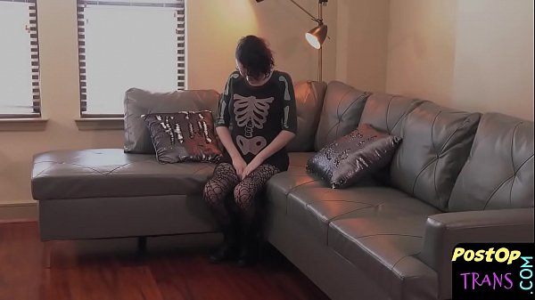 TS solo babe masturbating and dildoing